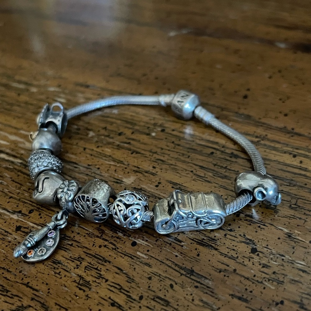 Pandora bracelet and 9 charms